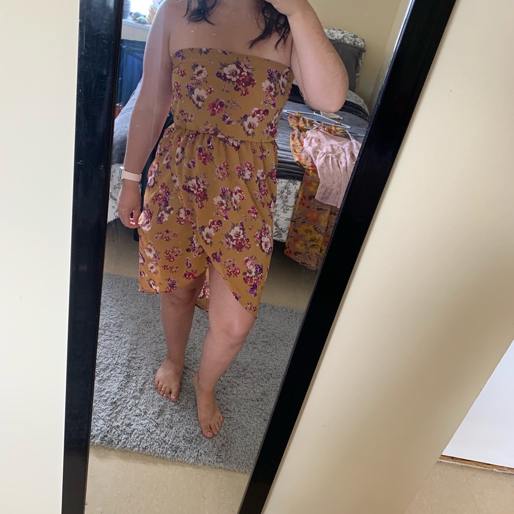 High low strapless dress